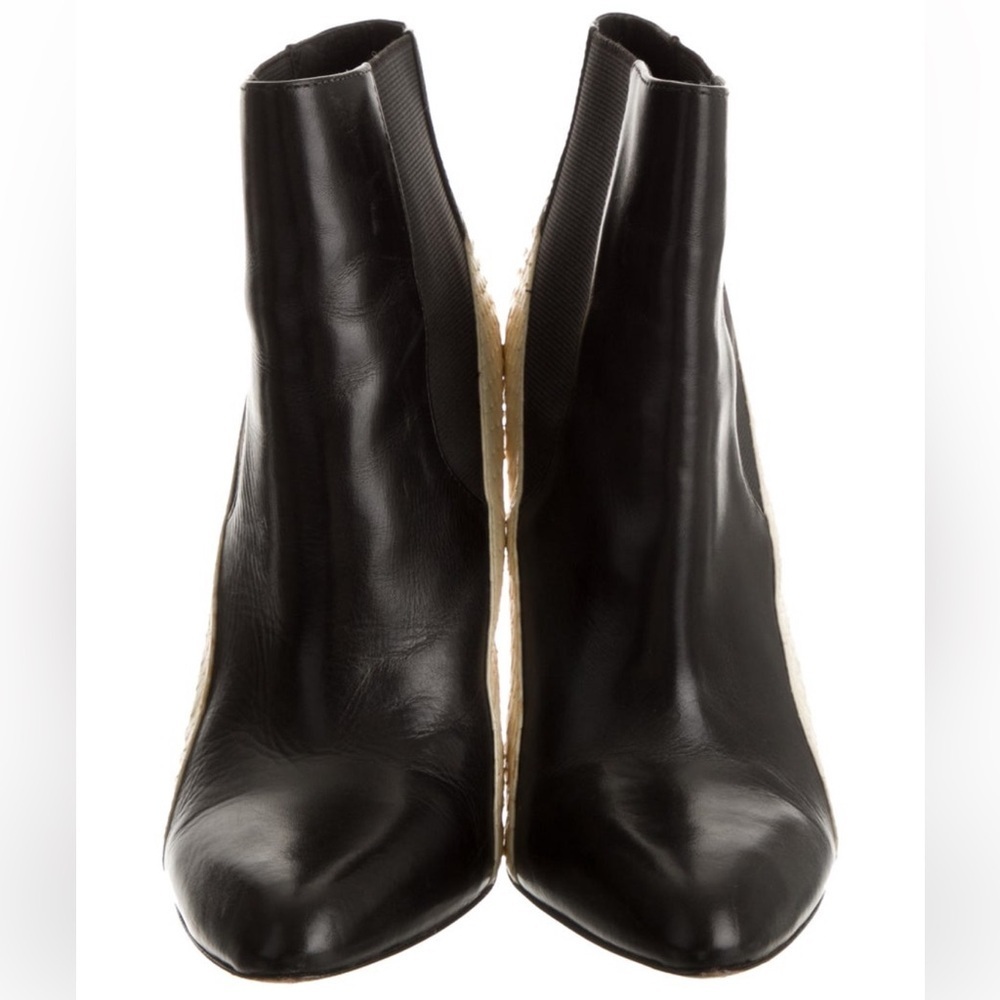 Rachel Zoe Gael Leather Snakeskin Trimmed Pointed-Toe Booties, Size 9 - Picture 5 of 13